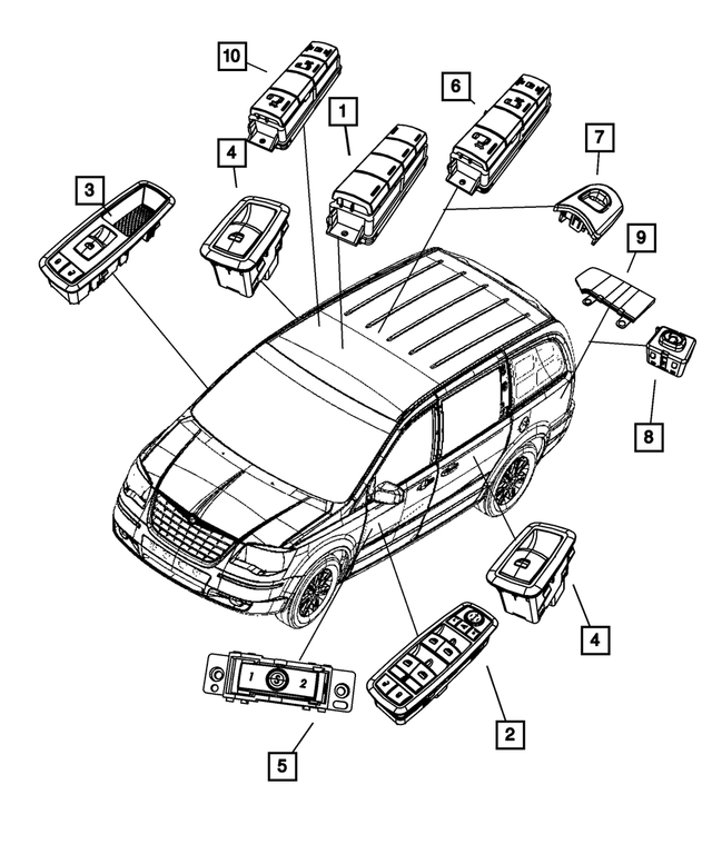 68620471AA - Electrical: Power Window Switch for Mopar Image