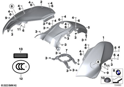 Motorcycle Trim Section, Windshield for 2021 BMW-Motorrad R 1250 R #0