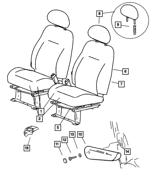 Front Seats and Attaching Parts for 2004 Chrysler PT Cruiser #16