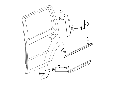 Exterior Trim - Rear Door for 2015 Honda Pilot #0
