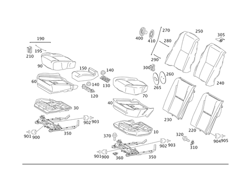 Rear Seat Bench Triple Occupancy, Electrically Adjustable for 1997 Mercedes-Benz S500 #0