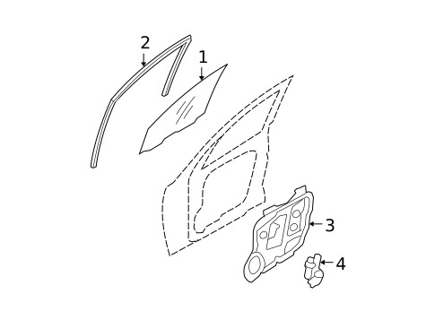 Glass - Front Door for 2009 Hyundai Santa Fe #0