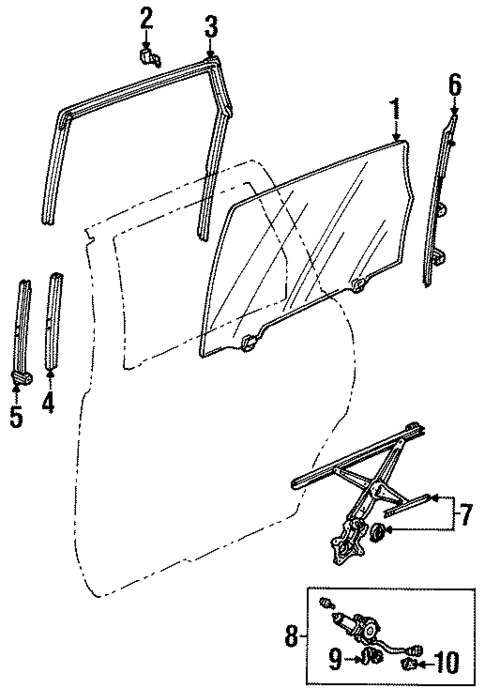 Glass - Rear Door for 1998 Isuzu Oasis #0