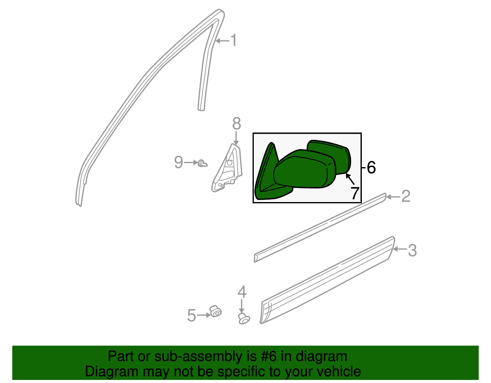 Mirror Assembly - Nissan (K6302-0W305)