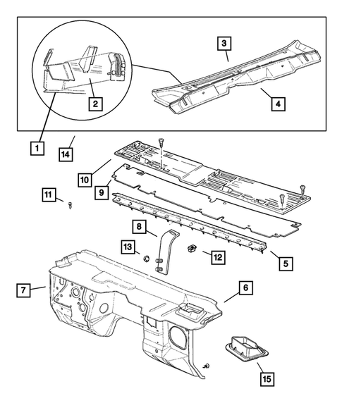 Cowl and Dash Panel for 2001 Jeep Cherokee #1
