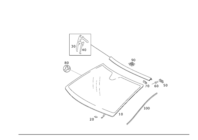 230670280164 - Windows: Windshield for Mercedes-Benz: SL500, SL55 AMG, SL550, SL600, SL63 AMG, SL65 AMG Image image