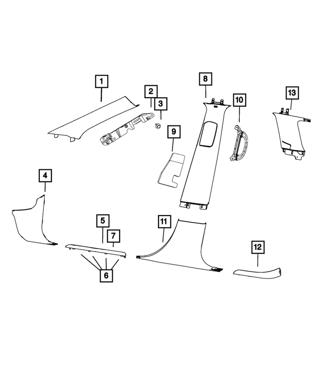 5VK88HL1AD - Interior Trim: A Pillar Molding, Right for Mopar Image