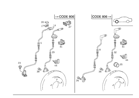 Brake Pad Wear Indicator and Speed Sensor Front Axle for 1996 Mercedes-Benz C280 #0