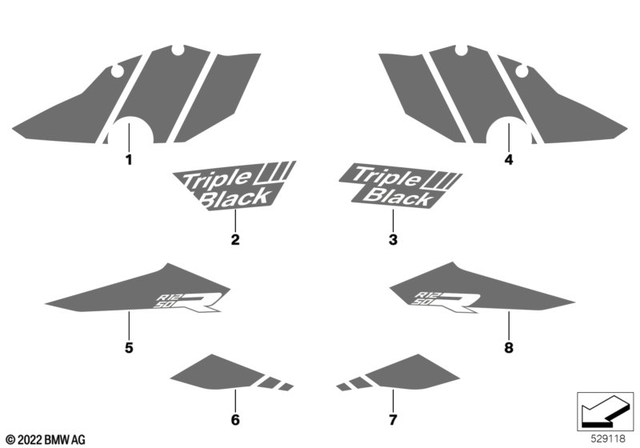 51147109167 - Body Equipment: Decor Side Trim Panel Top Left - Triple black for BMW-Motorrad Image image