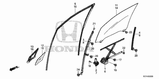 Front Door Glass - Door Regulator for 2019 Honda Pilot #0