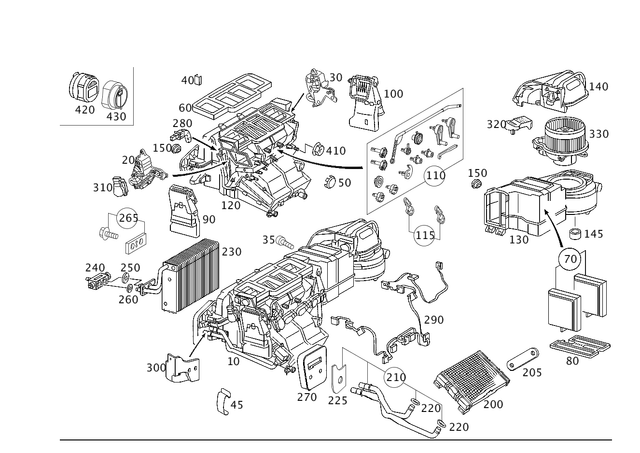 2098300062 - Heating and Ventilation: Air Conditioner Box for Mercedes-Benz: 180C, C230, C240, C280, C32 AMG, C320, C350, C55 AMG, CLK320, CLK350, CLK500, CLK55 AMG, CLK550, CLK63 AMG Image image