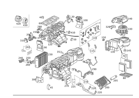 Heater and Evaporator Housing with Blower and Wiring Harness for 2006 Mercedes-Benz C55 AMG #0