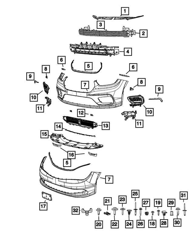 6WF32SZ7AA - Frame, Bumper and Fascia: Grille Applique for Mopar Image