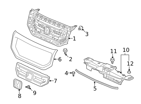 Grille & Components for 2009 Honda Pilot #0