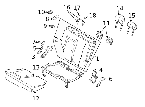 Rear Seat Components for 2006 Jeep Liberty #0
