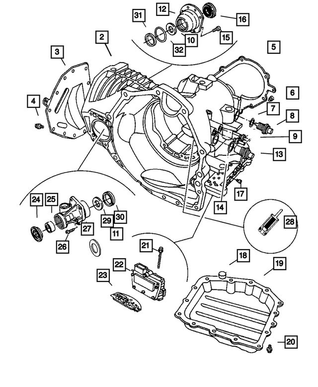 4883522AE - Automatic Transaxle 4 Speed: Transaxle Case for Mopar Image