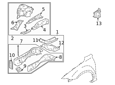 Structural Components & Rails for 2005 Mazda 6 #0