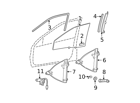Glass - Front Door for 2004 Hyundai Sonata #0