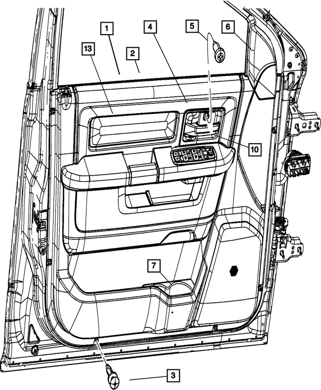 5NC511U7AA - Interior Trim: Front Door Trim Panel, Left for Mopar Image image