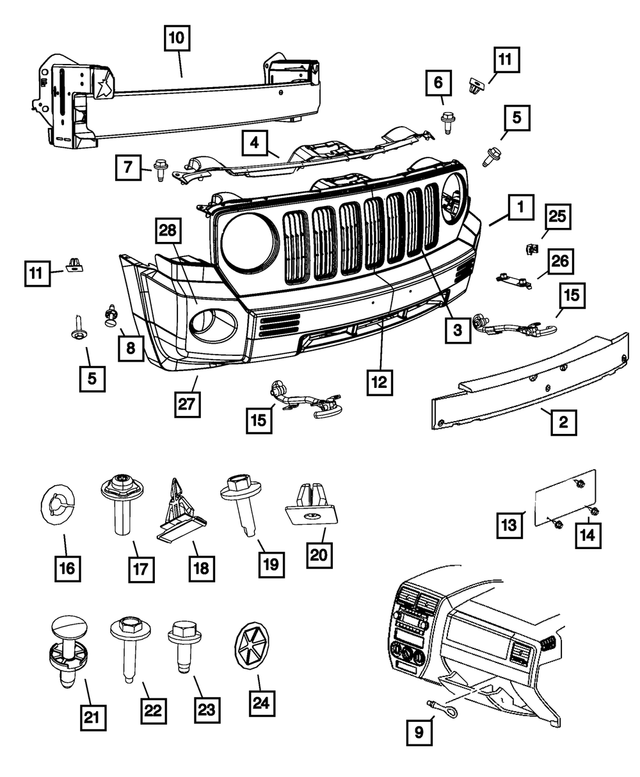 68021299AB - Frames and Bumpers: Front Fascia for Mopar Image