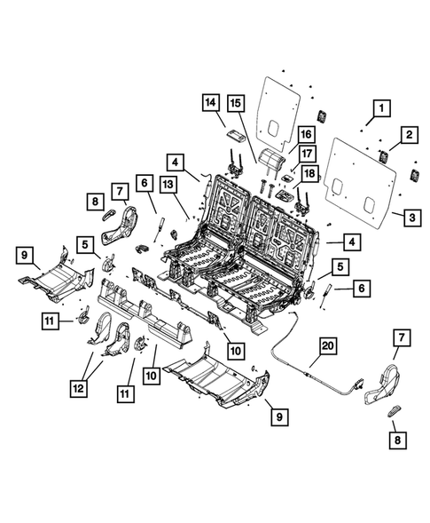 Rear Seats - Second Row - Adjusters, Recliners, Shields and Risers for 2011 Dodge Durango #0