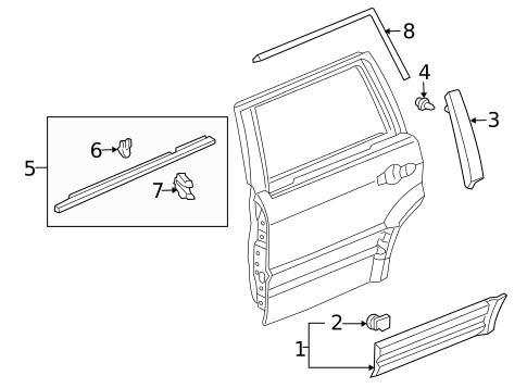 Exterior Trim - Rear Door for 2008 Honda Pilot #0