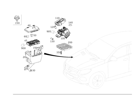 Control Units, Fuse Boxes and Relays in Engine Compartment for 2017 Mercedes-Benz GLE63 AMG S #0