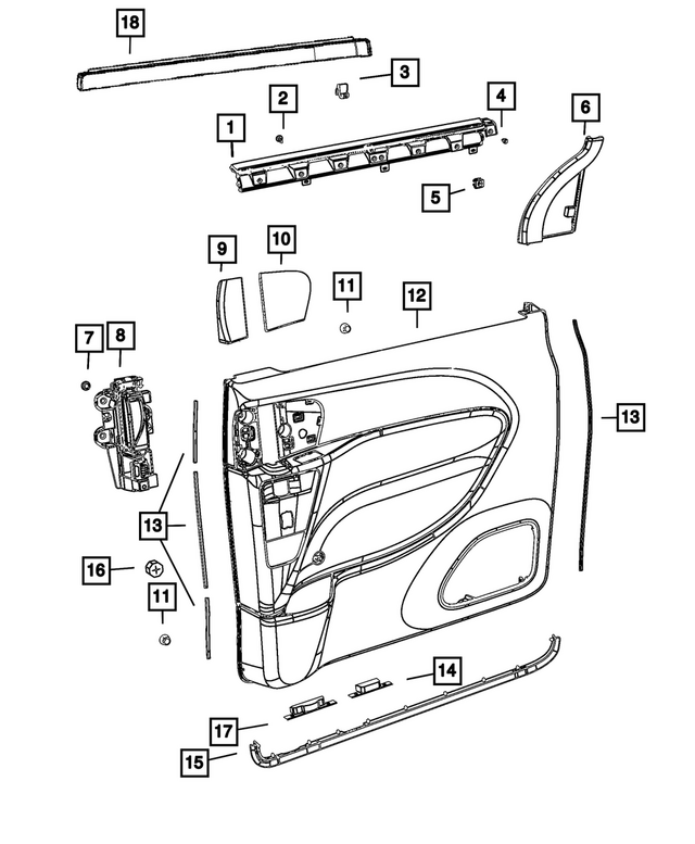« 7VE56DX9AA –  : Garnissage De Porte Coulissante Panneau, Côté Droit pour Mopar Image »