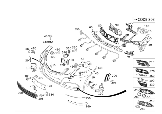 2128851774 - Detachable Parts: Trim Molding for Mercedes-Benz Image
