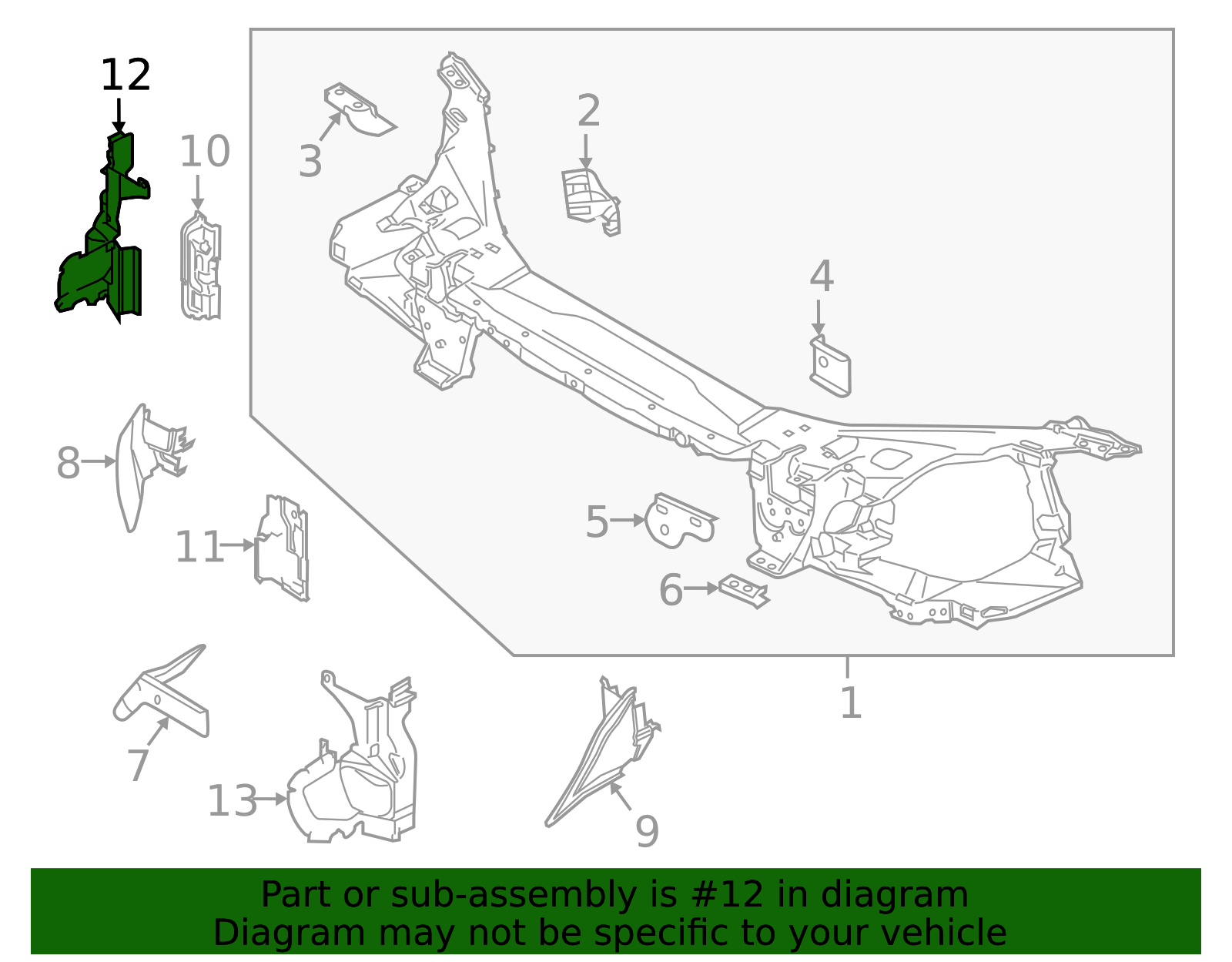 2015-2018 Volvo V60 Radiator Support Side Panel - Passenger Side (RH ...