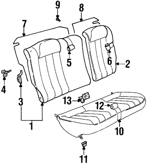 Rear Seat Components for 2001 Suzuki Esteem #0