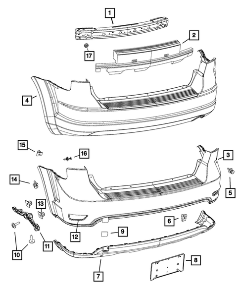 Rear Bumper and Fascia for 2012 Dodge Journey #0