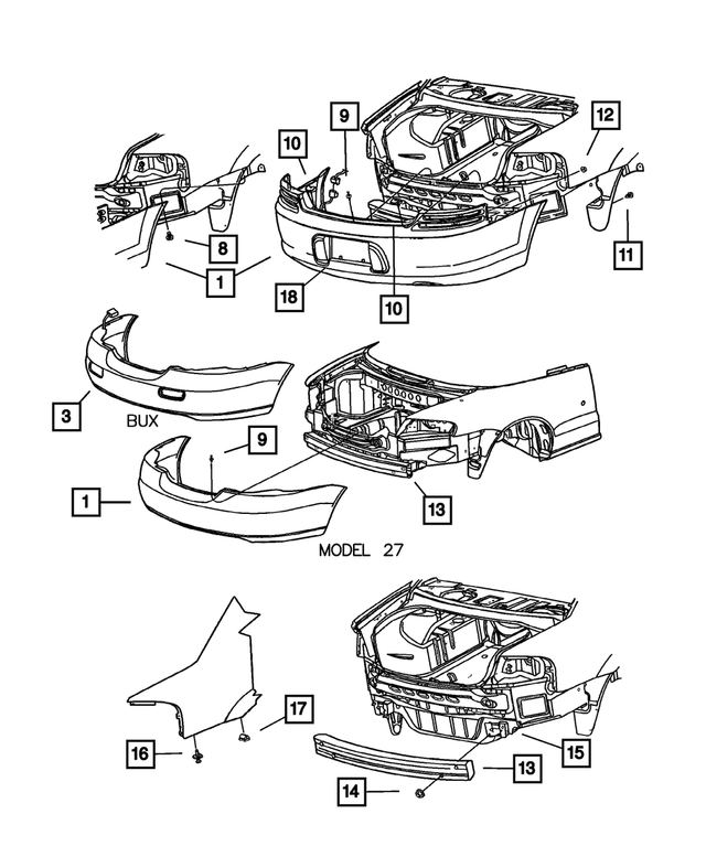 5073328AA - Frames and Bumpers: Rear Fascia for Mopar Image image