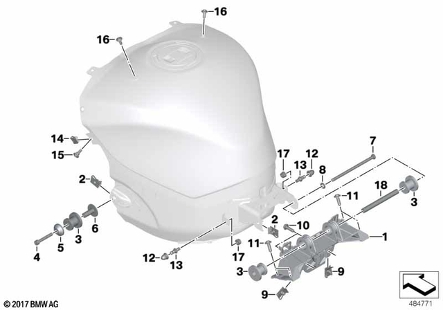 16118540895 - Fuel Supply: Crossbrace, Fuel Tank, Rear -  for BMW-Motorrad Image