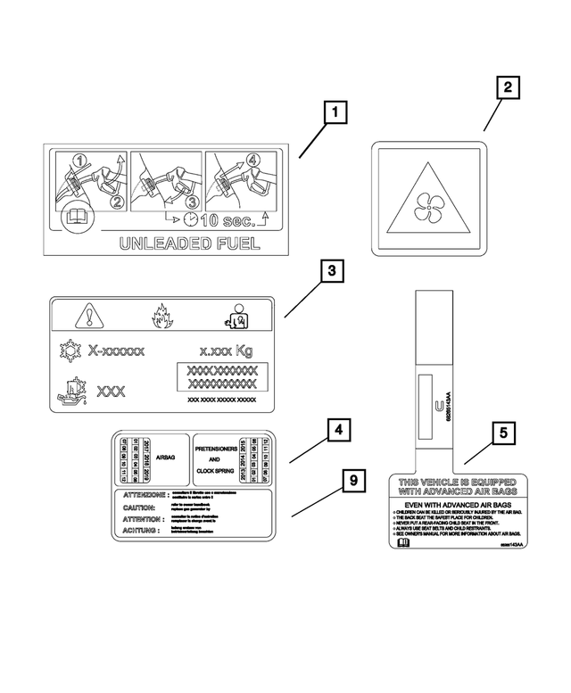 68119507AA - Labels: Warning Label for Mopar Image image