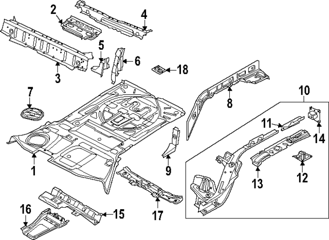 80A803093ESTL - Body: Rear Floor Pan for Audi Image