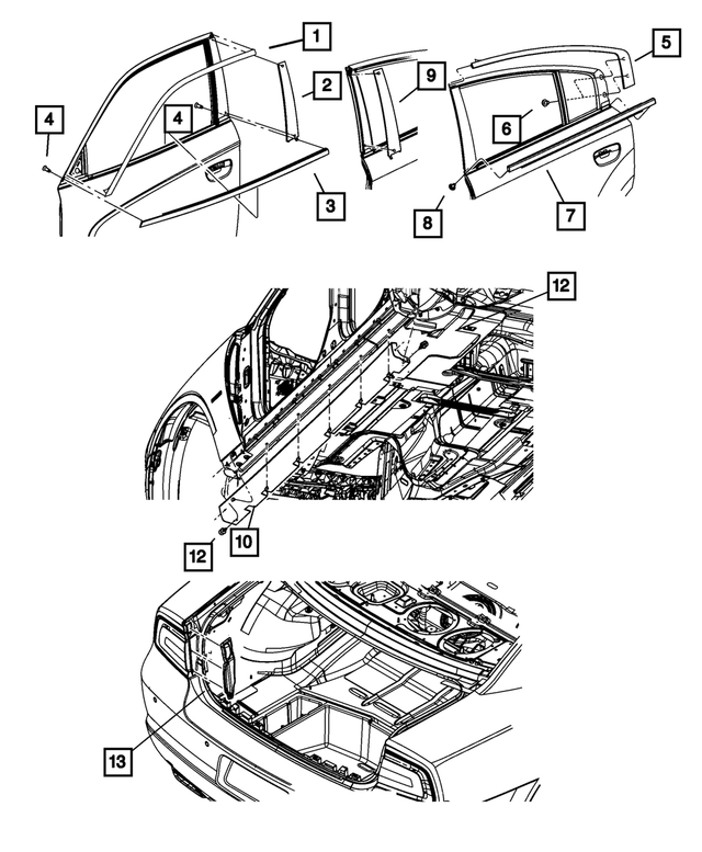 68040034AE - Exterior Ornamentation: Front Door Belt Weatherstrip, Right Inner for Mopar Image