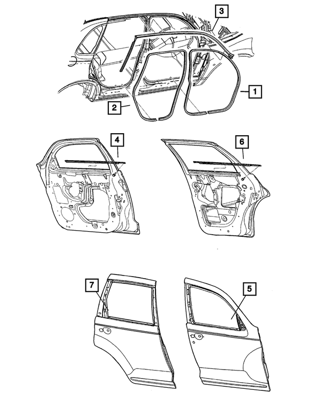 4724764AD - : Front Door Belt Weatherstrip, Right for Mopar Image