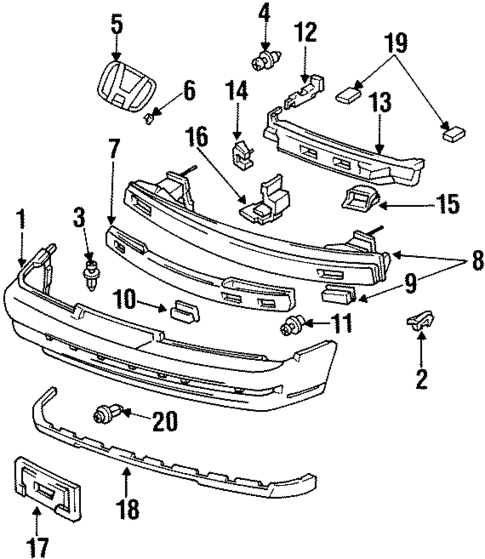Bumper & Components - Front for 1994 Honda Prelude #0