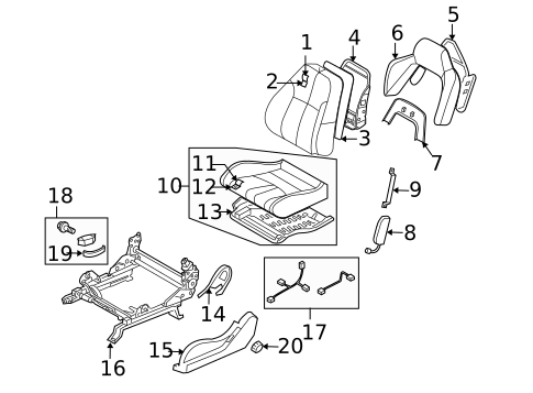 Front Seat Components for 2008 Nissan 350Z #8