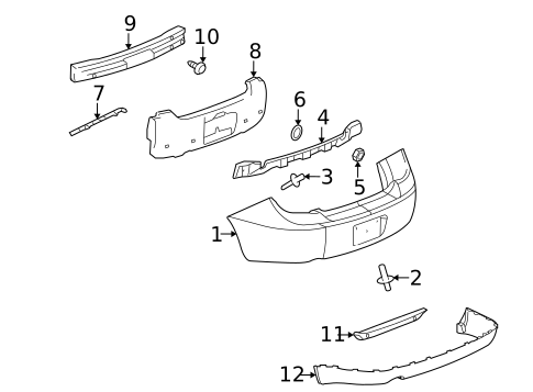 Bumper & Components - Rear for 2009 Pontiac G5 #0