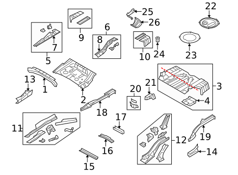 Rear Floor & Rails for 2014 Subaru Tribeca #0