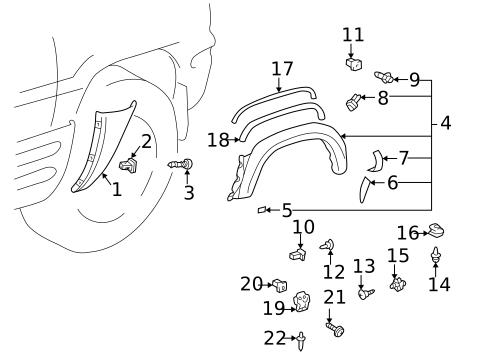 Exterior Trim - Quarter Panel for 1996 Toyota RAV4 #0