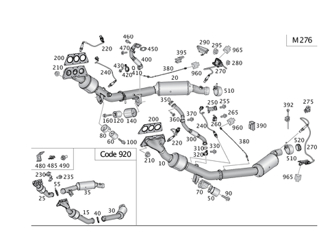 Exhaust System on 6-Cylinder Gasoline Vehicles for 2007 Mercedes-Benz ML350 #0
