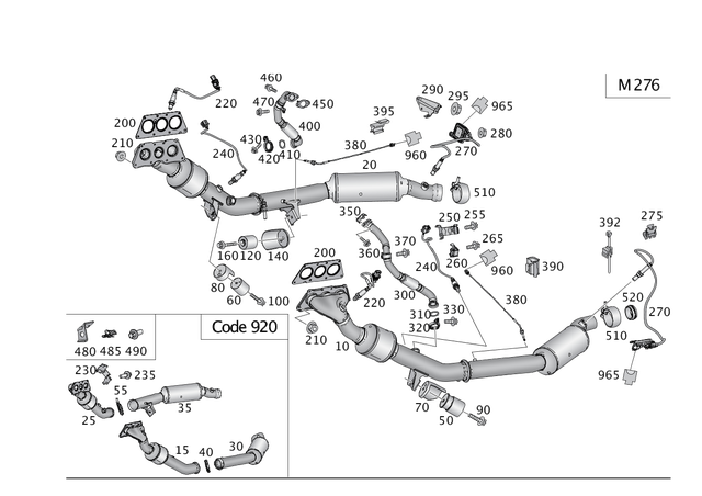 1665460046 - Exhaust System: Line Bracket for Mercedes-Benz: GL450, GL550, GLE350, GLE400, GLE43 AMG, GLE450 AMG, GLE550e, GLS450, GLS550, ML350, ML400, ML550 Image image