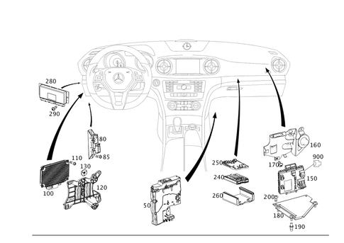 Control Units, Fuse Boxes and Relays in Interior for 2017 Mercedes-Benz SL450 #0