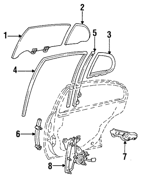 Glass - Rear Door for 1993 Lexus GS300 #0