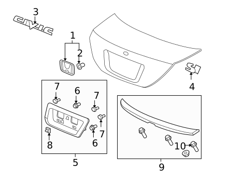 Exterior Trim - Trunk for 2009 Honda Civic #0