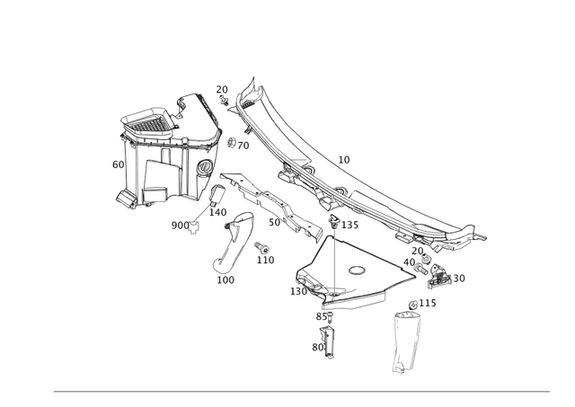 2318300128 - Heating and Ventilation: Water Baffle for Mercedes-Benz: SL400, SL450, SL550, SL63 AMG, SL65 AMG Image image