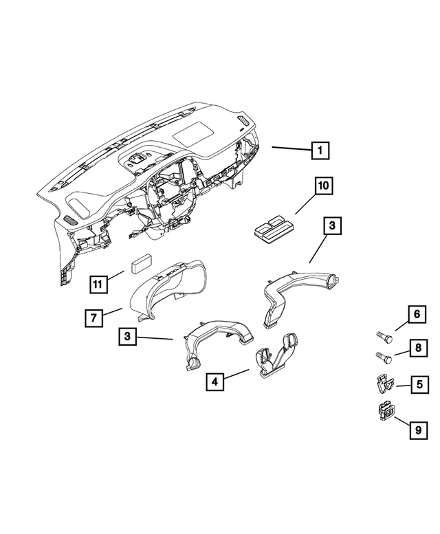 5YJ77LXHAA - Interior Trim: Center Distribution Duct for Mopar Image